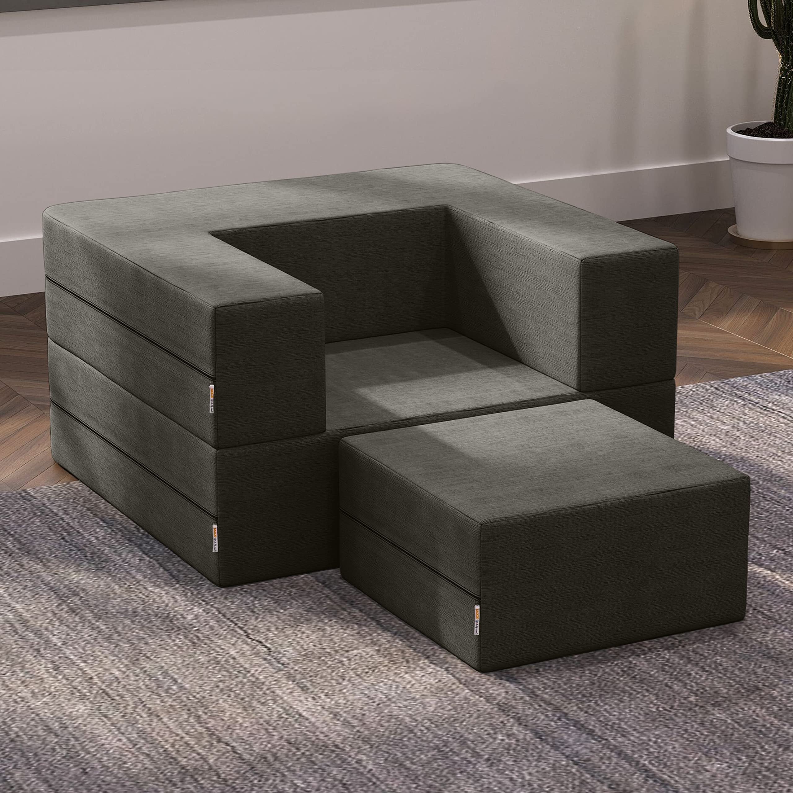 Amazon.com: Jaxx Zipline Convertible Sleeper Futon Chair & Ottoman
